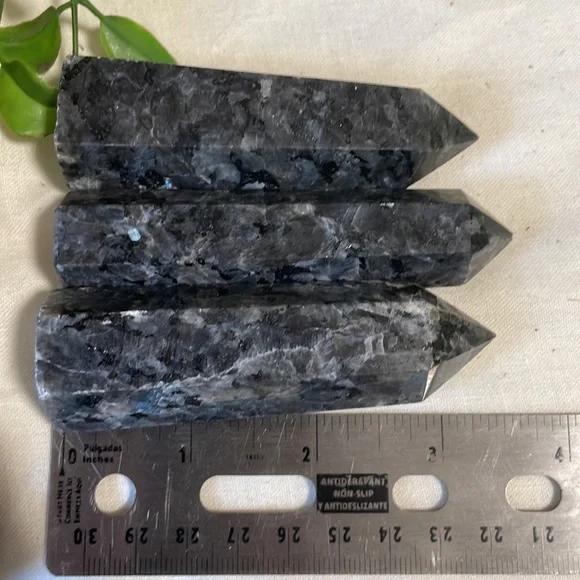 Larvikite Tower Crystal Gemstone Point Black Flash - Picture 12 of 13